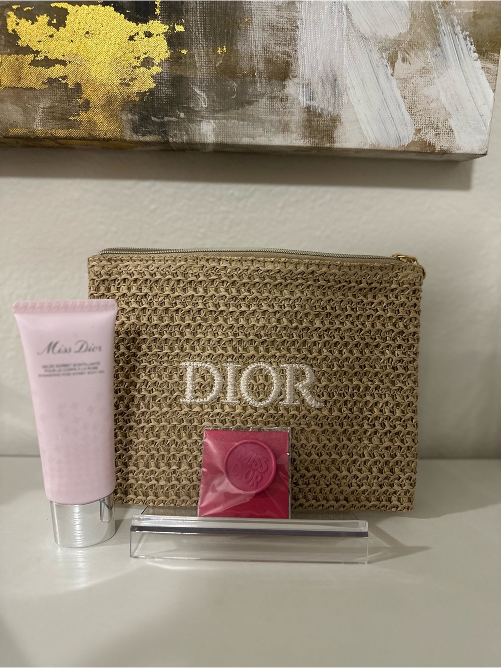 DIOR Miss Dior Pink Cream & Straw Pouch Set